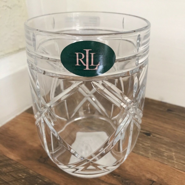 Ralph Lauren Brogan Fine Lead Crystal Stemiess Germany Wine Glasses Set 4~NWT~