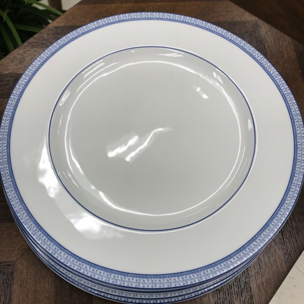 Ralph Lauren Macao Blue Porcelain Dinner Plates Set 4~NWT~