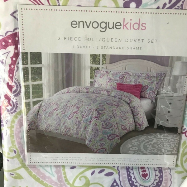 Envogue kids Paisley Floral Purple Green Burgundy Aqua F/Queen Duvet Set ~New~