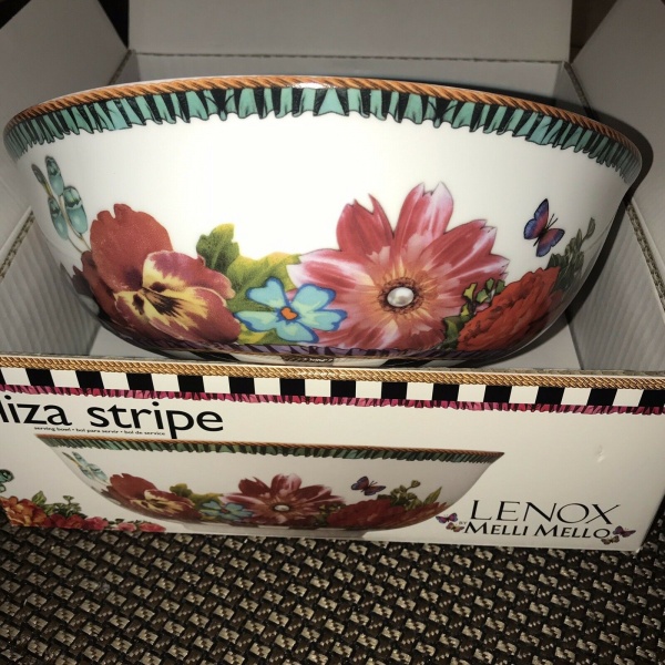 Lenox Melli Mello Eliza Stripe Serving Bowl 10 in.~Brand New w/box~