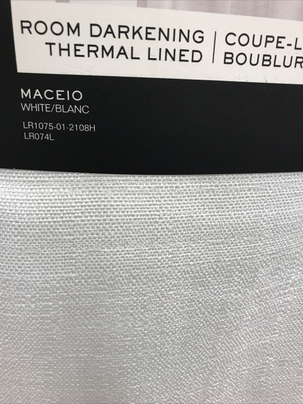 Ralph Lauren Maceio White Room Darkening Two Back Tab Panels 54 x 108 In. ~New~