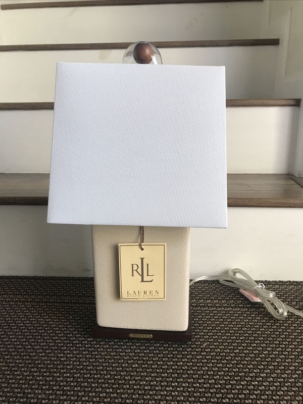 Ralph Lauren Porcelain Beige Smooth Crackle Table Lamp ~New ~