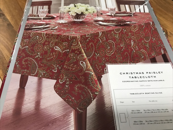 Waterford Holiday Christmas Paisley Tablecloth Oblong 104” Napkin Set 8 New