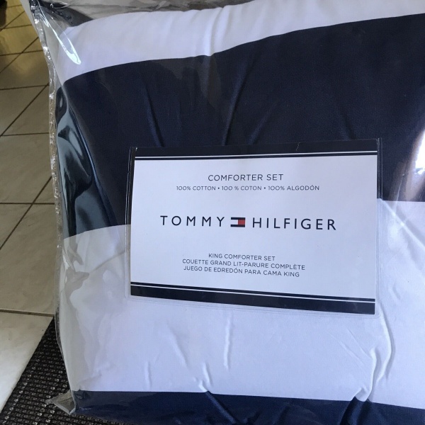 Tommy Hilfiger Cabana Stripe Blue Navy King Comforter Set 3 ~NIP~