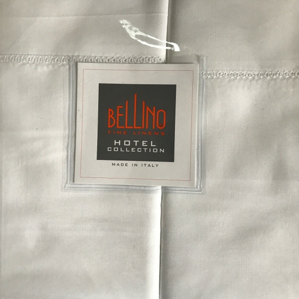 Bellino Hotel Collection Solid White Hem stitched King Sheet Set ~New~