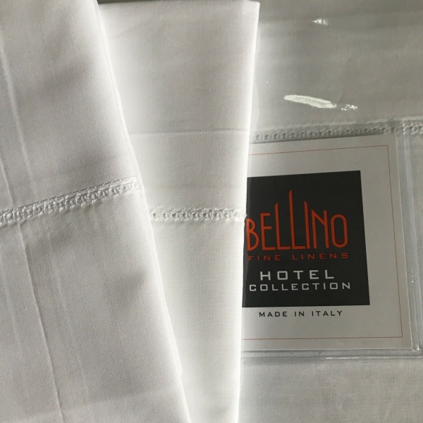 Bellino Hotel Collection Solid White Hem stitched King Sheet Set ~New~