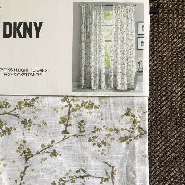 DKNY Promenade Green Two Rod Pocket Panels 50 in x 96 in. ~New~
