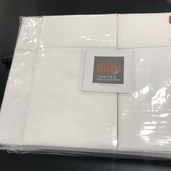 Bellino Hotel Collection Solid White Piping King Sheet Set ~New~