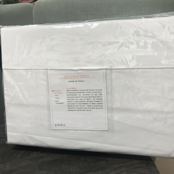 Bellino Hotel Collection Solid White Piping King Sheet Set ~New~