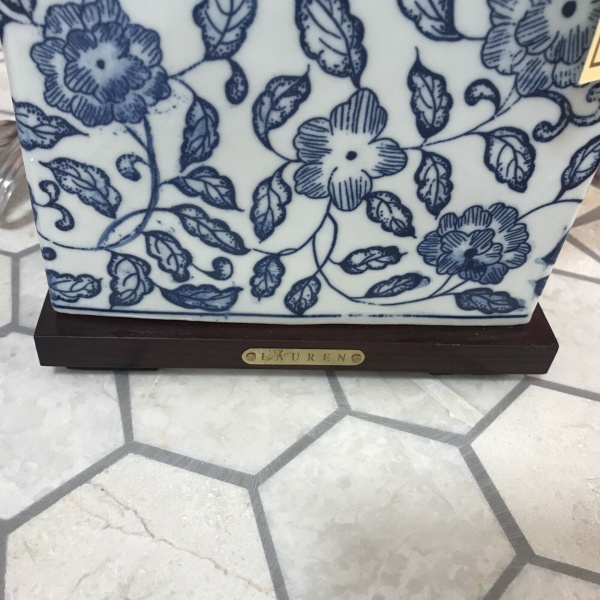 Ralph Lauren Porcelain Blue Floral Leaves Mandarin Table Lamp ~New ~