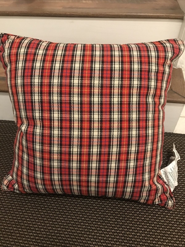 Ralph Lauren Ridgeview Plaid Black Cream Red Decorative Pillow ~New~