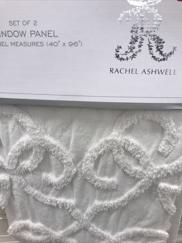Rachel Ashwell White Window Panels Back Tabs 40 in. x 96 in. ~New~