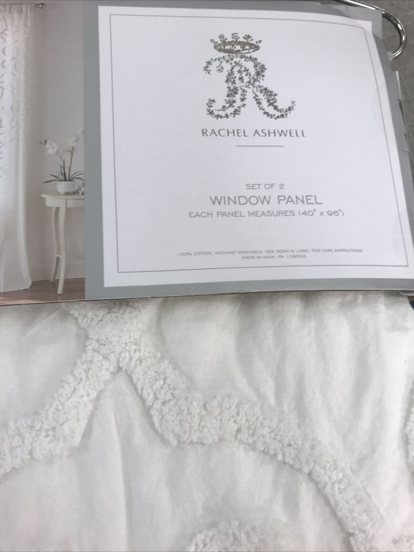 Rachel Ashwell White Window Panels Back Tabs 40 in. x 96 in. ~New~