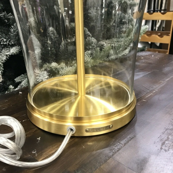 RALPH LAUREN Bubble Glass Cylinder Bronze Gold Globe Tube Table Lamp ~New ~