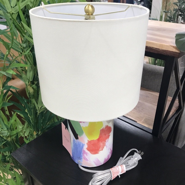 Kate Spade New York Porcelain Paintball Floral Multi Colors Table Lamp ~New~