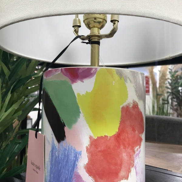 Kate Spade New York Porcelain Paintball Floral Multi Colors Table Lamp ~New~