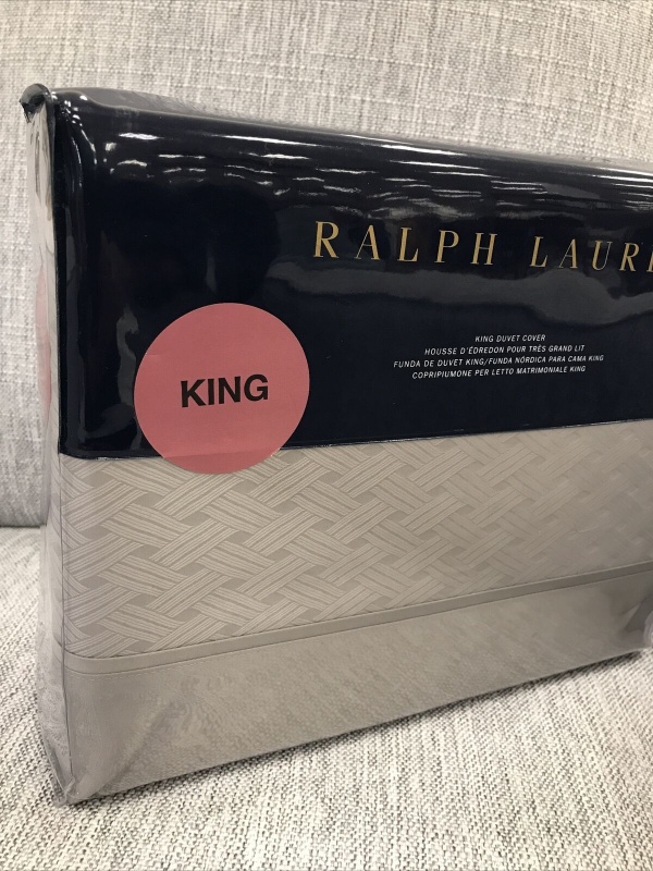 Ralph Lauren Bedford Jacquard Grey Dawn King Duvet Retail $500.00 ~New~