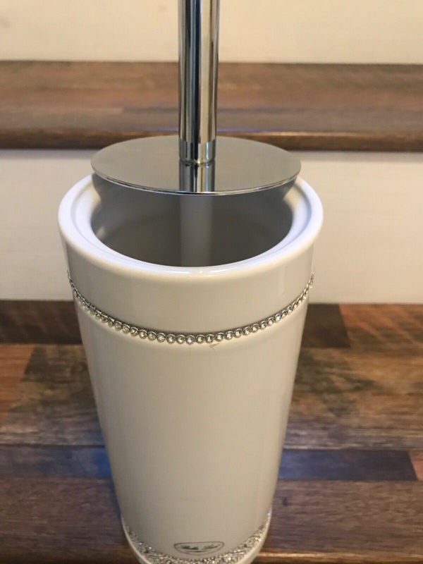 Bella Lux Bathroom Diamond Crystal Design Toilet Brush Holder ~ New ~