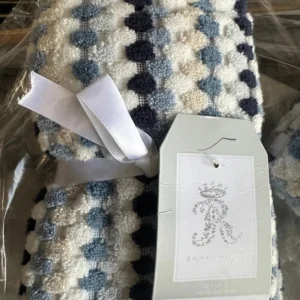 Rachel Ashwell Blue Cream Polka Dot Cotton Hand Towel Set