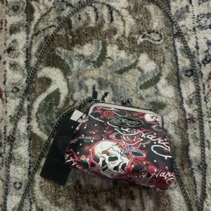 Ed Hardy Black Red Skull Kisslock Crossbody