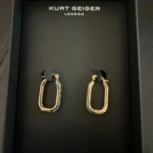 Kurt Geiger Goldtone Oval Hoop Earrings With Blue Stones