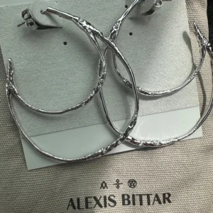 Alexis Bittar Hammered Silver Sculptural Hoop Earrings