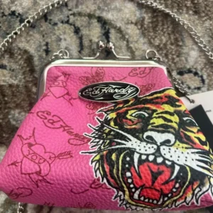 Ed Hardy Hot Pink Tiger Kisslock Crossbody Clutch