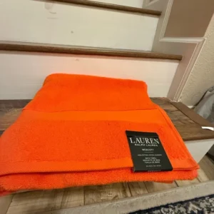 Ralph Lauren Wescott Bright Orange Plush Bath Towel