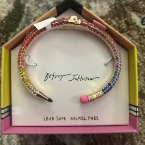 Betsey Johnson Back To School Multicolor Rhinestone Hinged Pencil Bracelet Nwt