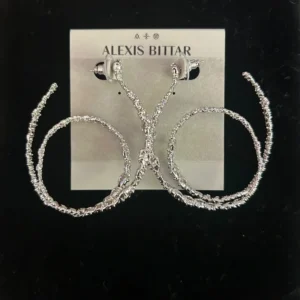 Alexis Bittar Silver Crystal Twisted Hoop Earrings