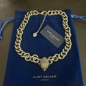 Kurt Geiger Silvertone Chunky Curb Chain Necklace With Shell Charm