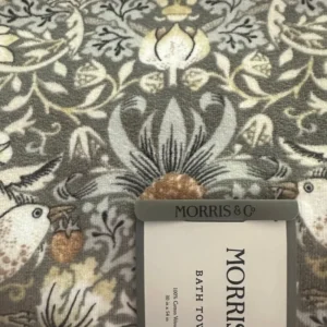 1 Pc Morris Co Strawberry Thief Gray Floral Bath Towel